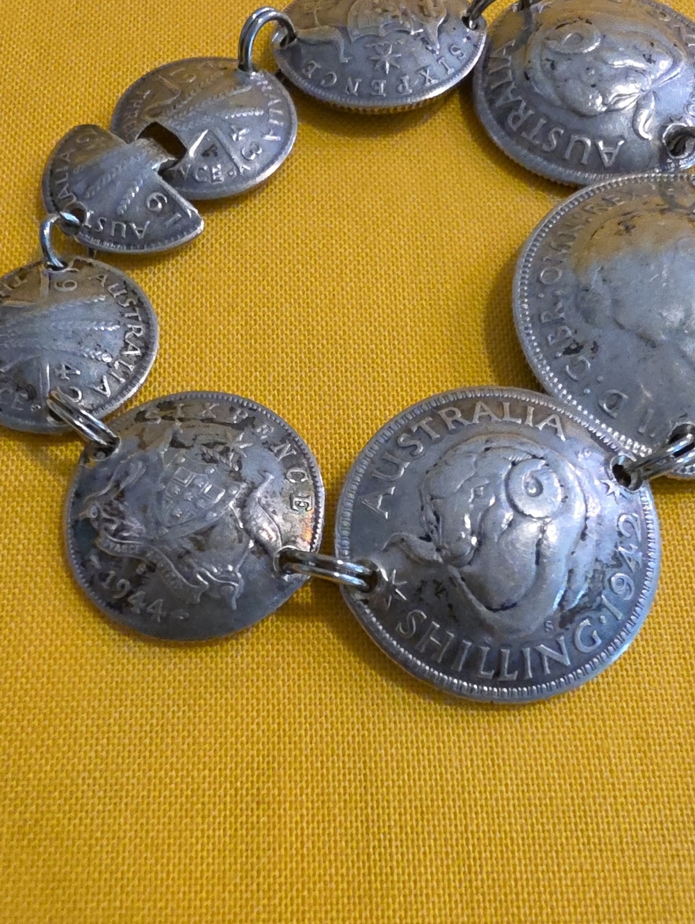 World War II Trench Art ▪︎ Silver Australian Coins "Sweetheart Bracelet" 🪖🎖